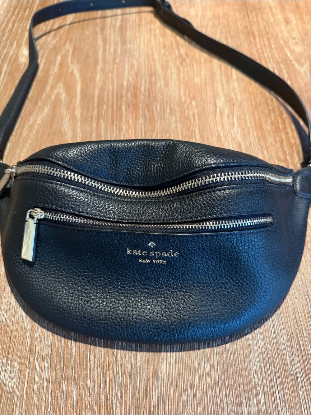 Kate Spade Leila Black Pebbled Leather Belt Bag Fanny Pack - EUC